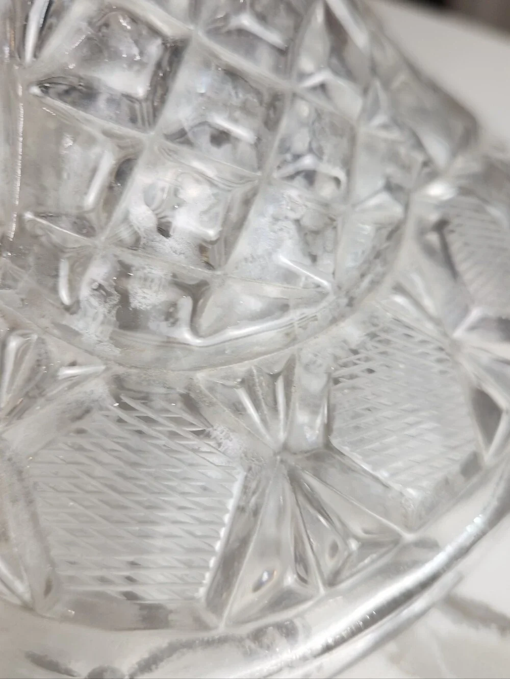 Vintage Cut Glass Ship's Captain Decanter with Silver Collar & Faceted Stopper